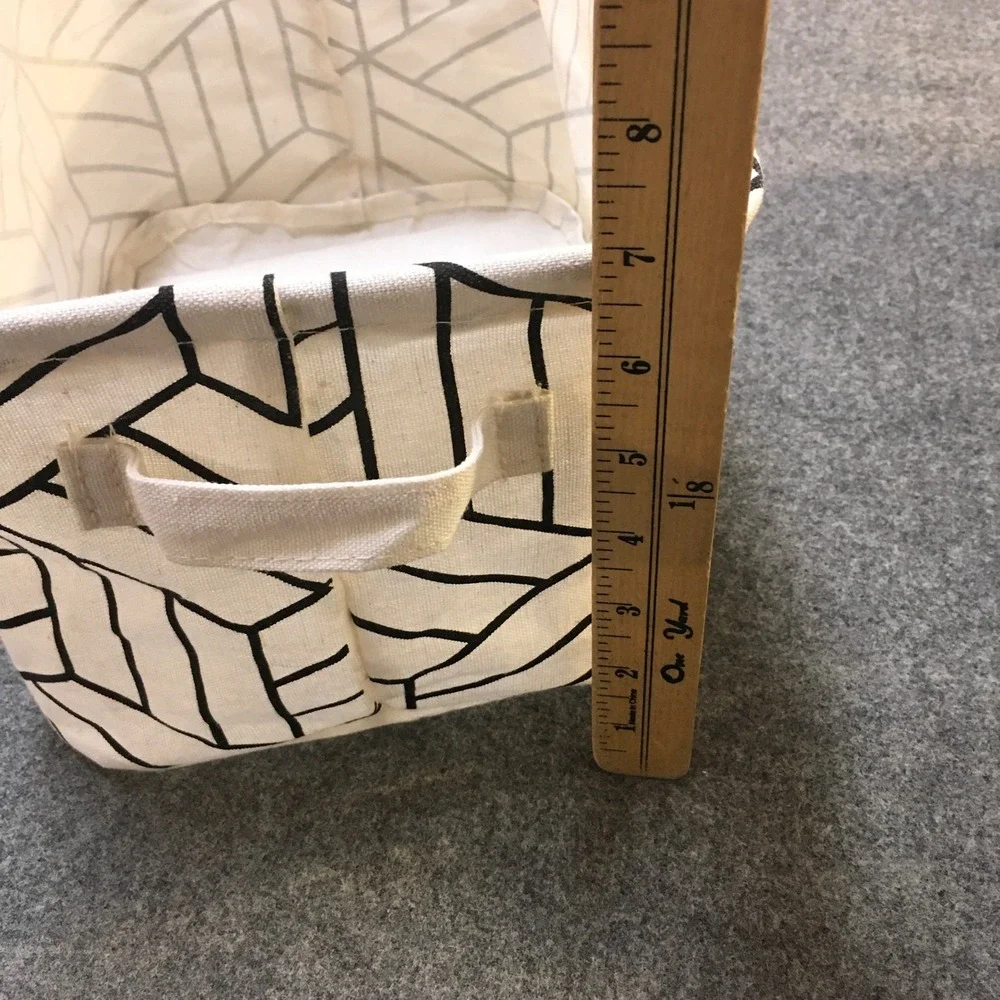 Canvas Storage Bins Set of 2 Black White Geometric Collapsible Modern Organize